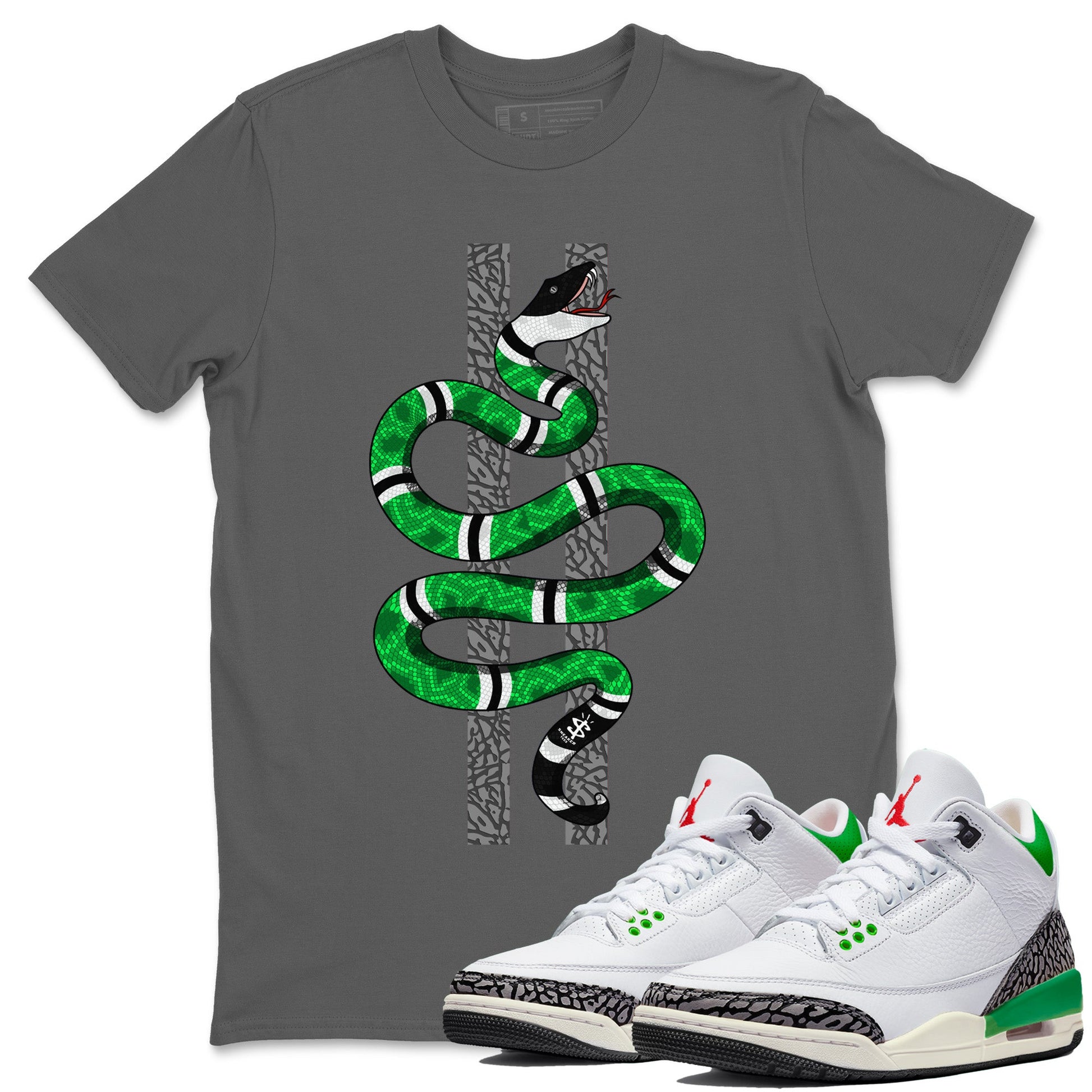 Air Jordan 3 Lucky Green Sneaker Match Tees Snake Sneaker Tees Jordan 3 Retro Lucky Green Sneaker Release Tees Unisex Shirts Cool Grey 1