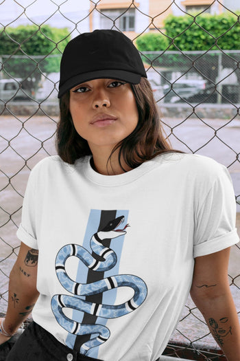 Jordan 1 University Blue Sneaker Match Tees Snake Sneaker Tees Jordan 1 University Blue Sneaker Release Tees Unisex Shirts