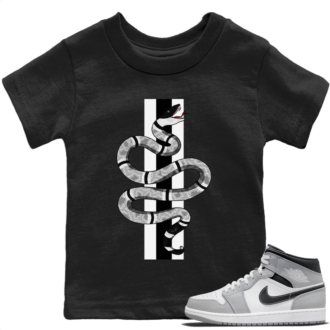 Jordan 1 Light Smoke Grey Sneaker Match Tees Snake Sneaker Tees Jordan 1 Light Smoke Grey Sneaker Release Tees Kids Shirts