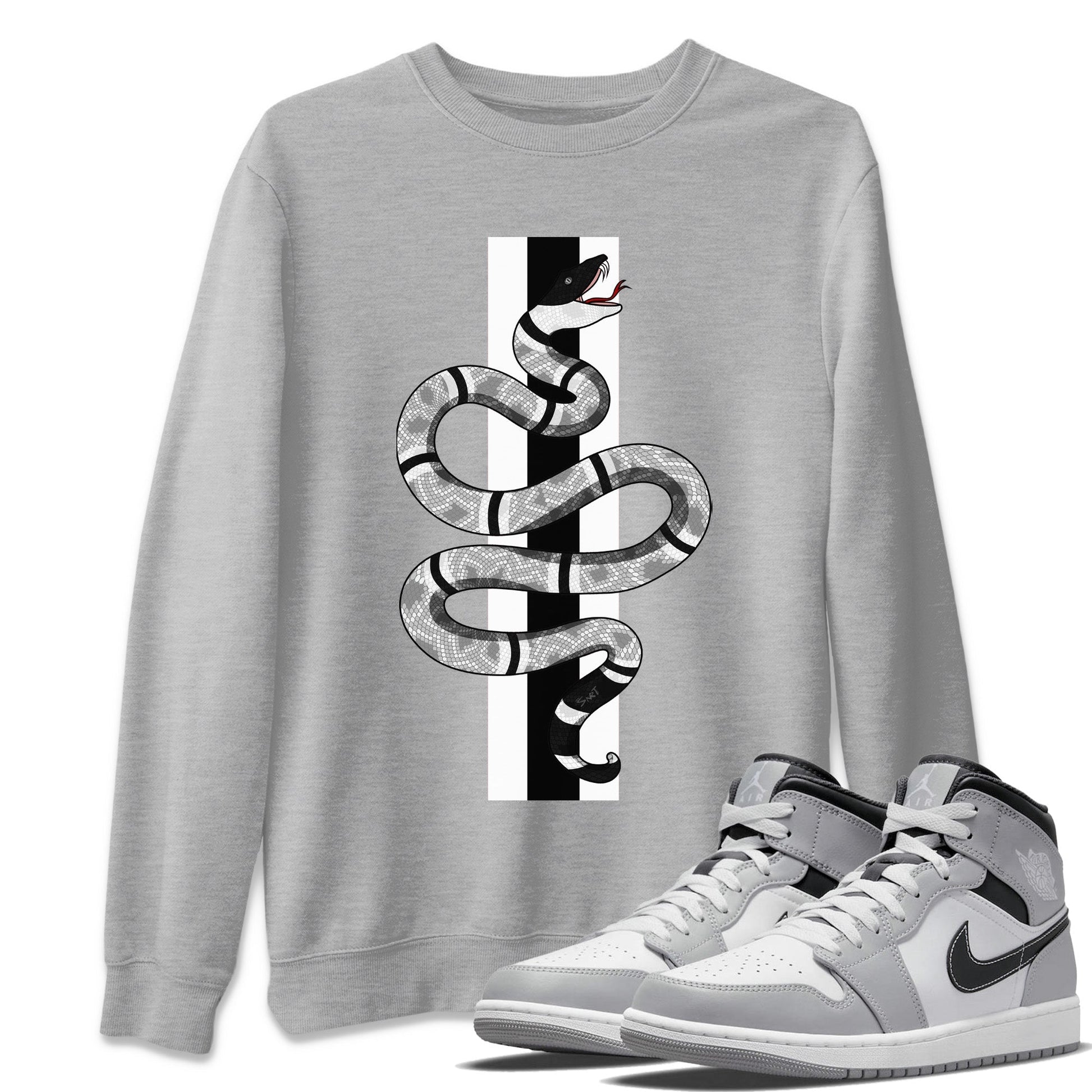 Jordan 1 Light Smoke Grey Sneaker Match Tees Snake Sneaker Tees Jordan 1 Light Smoke Grey Sneaker Release Tees Unisex Shirts