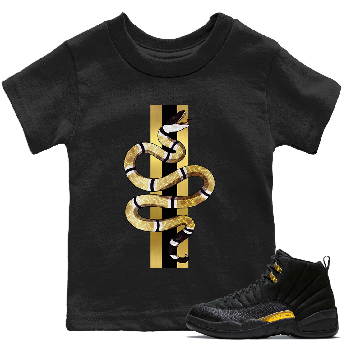 Jordan 12 Black Taxi Sneaker Match Tees Snake Sneaker Tees Jordan 12 Black Taxi Sneaker Release Tees Kids Shirts