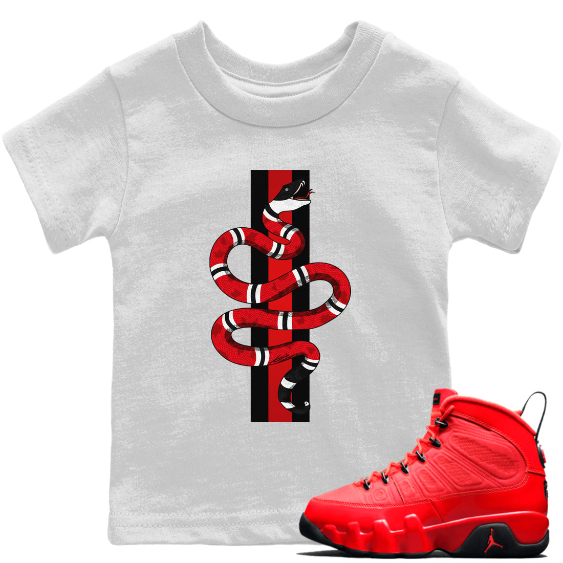 Jordan 9 Chile Red Sneaker Match Tees Snake Sneaker Tees Jordan 9 Chile Red Sneaker Release Tees Kids Shirts