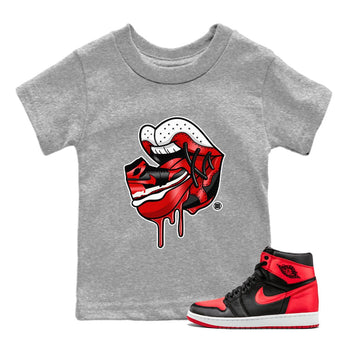 Air Jordan 1 Satin Bred Sneaker Match Tees Sneaker Addiction 2 Sneaker Tees AJ1 Retro Satin Bred SNRT Sneaker Release Tees Kids and Baby Youth Shirts Heather Grey 1