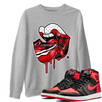 Air Jordan 1 Satin Bred Sneaker Match Tees Sneaker Addiction 2 Sneaker Tees AJ1 Retro Satin Bred SNRT Sneaker Release Tees Unisex Shirts Heather Grey 1