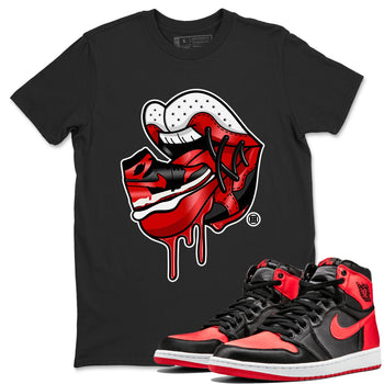 Air Jordan 1 Satin Bred Sneaker Match Tees Sneaker Addiction 2 Sneaker Tees AJ1 Retro Satin Bred SNRT Sneaker Release Tees Unisex Shirts Black 1