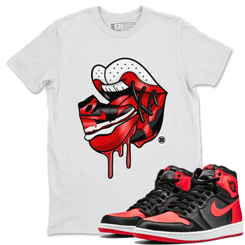 Air Jordan 1 Satin Bred Sneaker Match Tees Sneaker Addiction 2 Sneaker Tees AJ1 Retro Satin Bred SNRT Sneaker Release Tees Unisex Shirts White 1
