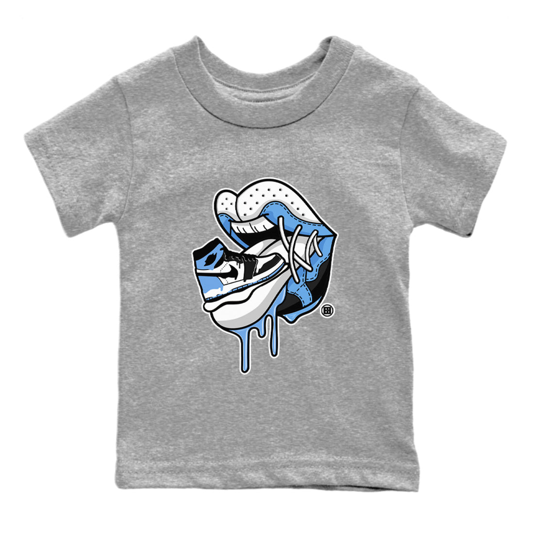 Air Jordan 1 Retro High OG UNC Toe Shirt to match Jordans Sneaker Addiction 2 Sneaker Tees Air Jordan 1 High OG UNC Toe Tees Kids and Baby Tees Heather Grey 2