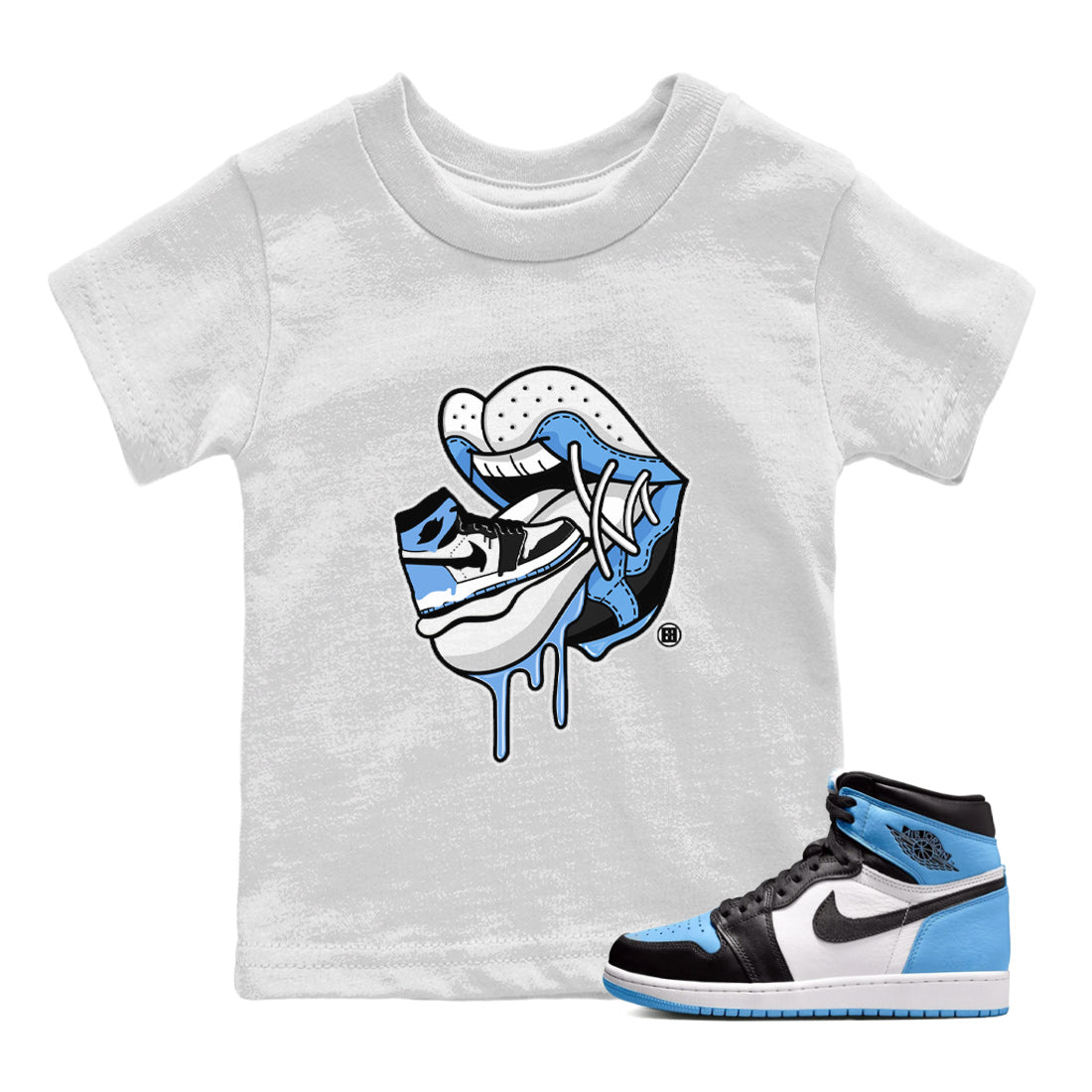 Air Jordan 1 Retro High OG UNC Toe Shirt to match Jordans Sneaker Addiction 2 Sneaker Tees Air Jordan 1 High OG UNC Toe Tees Kids and Baby Tees White 1