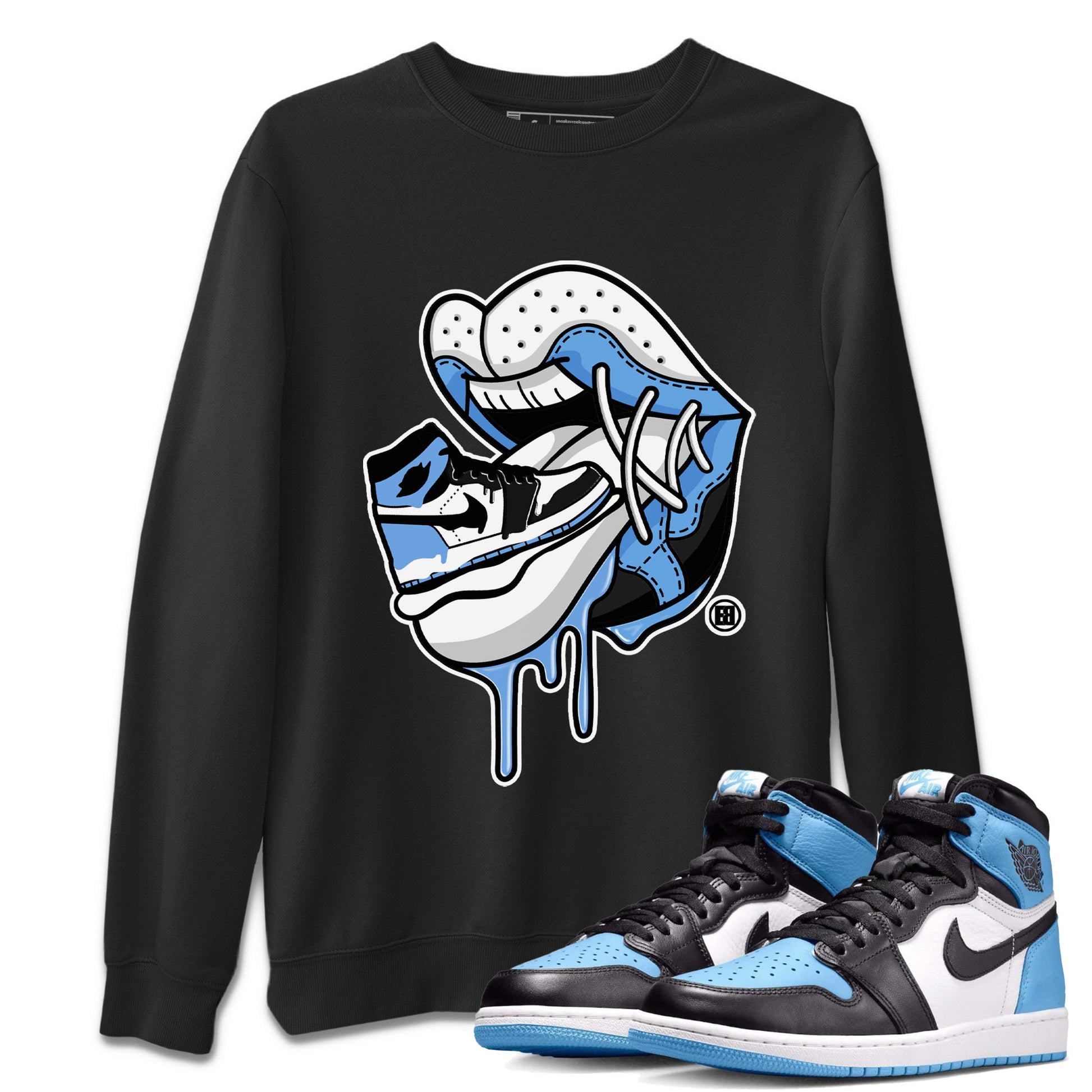 Air Jordan 1 Retro High OG UNC Toe Shirt to match Jordans Sneaker Addiction 2 Sneaker Tees Air Jordan 1 High OG UNC Toe Tees Crew Neck T-Shirts Black 1