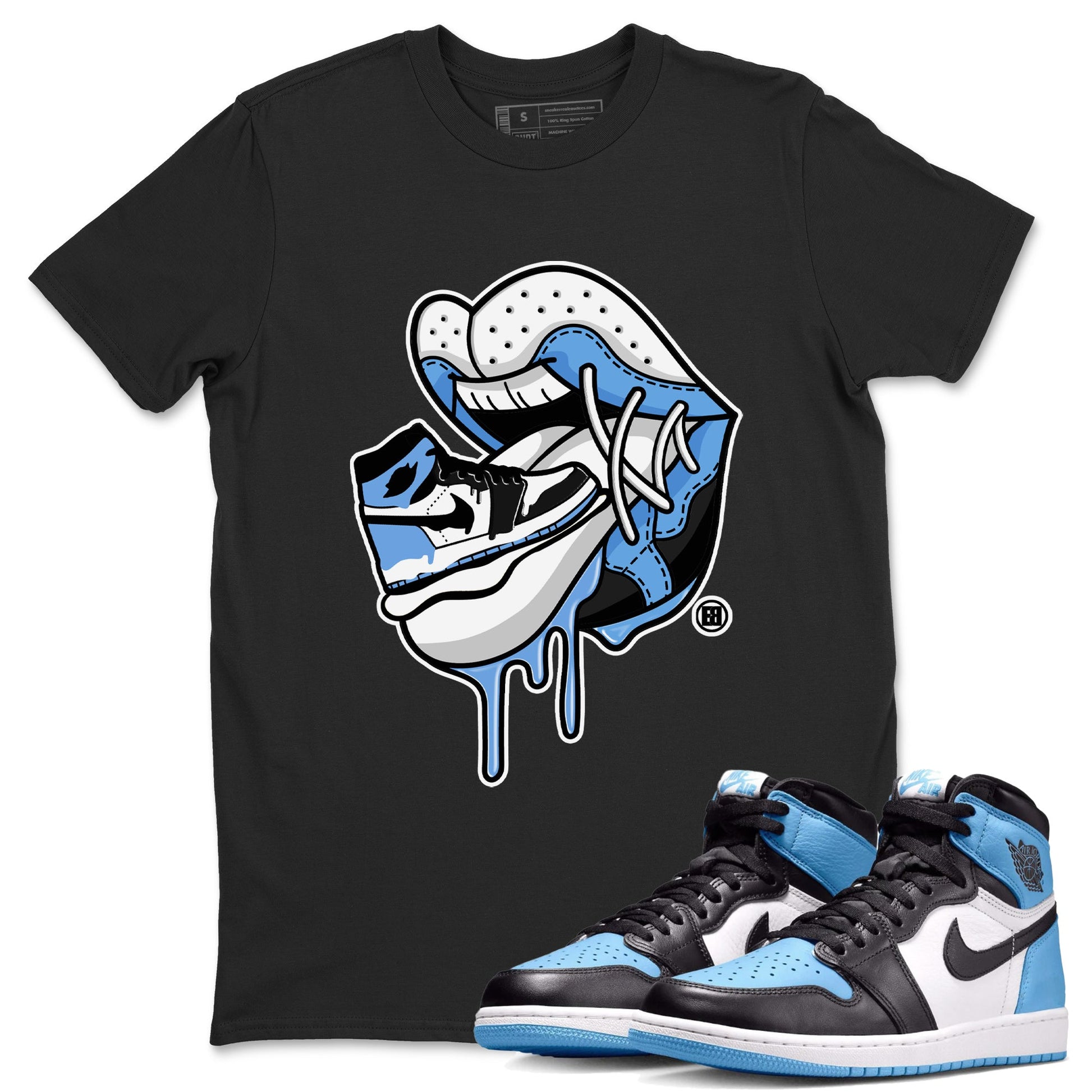 Air Jordan 1 Retro High OG UNC Toe Shirt to match Jordans Sneaker Addiction 2 Sneaker Tees Air Jordan 1 High OG UNC Toe Tees Crew Neck T-Shirts Black 1