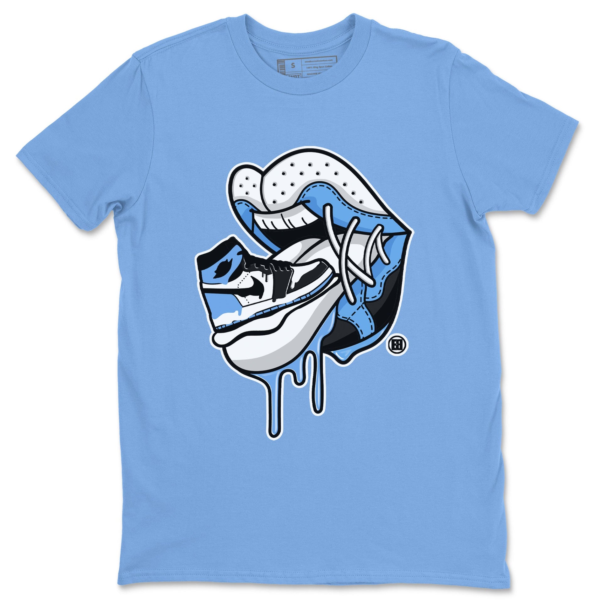 Air Jordan 1 Retro High OG UNC Toe Shirt to match Jordans Sneaker Addiction 2 Sneaker Tees Air Jordan 1 High OG UNC Toe Tees Crew Neck T-Shirts Carolina Blue 2