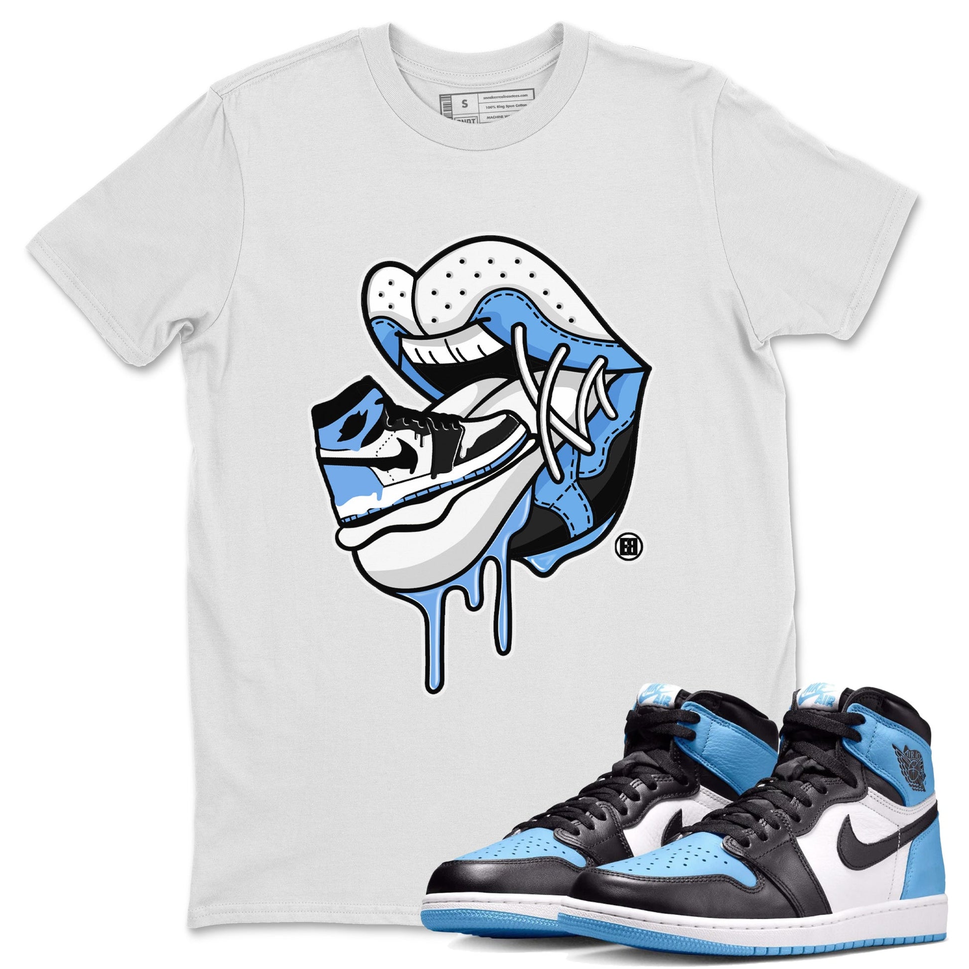 Air Jordan 1 Retro High OG UNC Toe Shirt to match Jordans Sneaker Addiction 2 Sneaker Tees Air Jordan 1 High OG UNC Toe Tees Crew Neck T-Shirts White 1