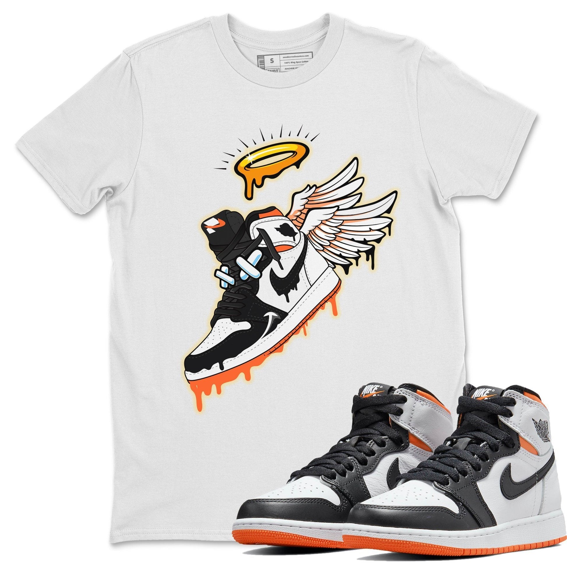 Jordan 1 Electro Orange Sneaker Match Tees Sneaker Angel Sneaker Tees Jordan 1 Electro Orange Sneaker Release Tees Unisex Shirts