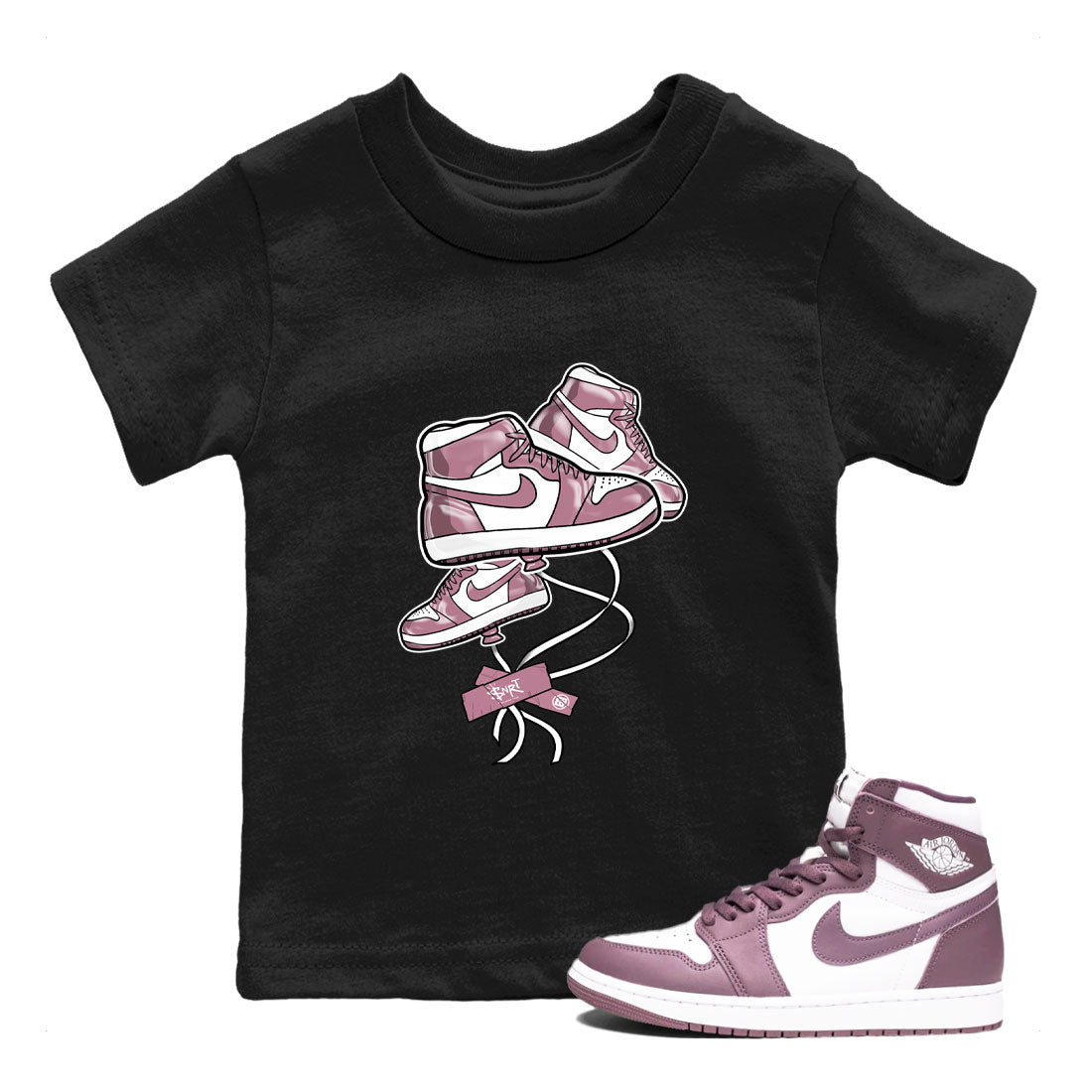 Air Jordan 1 Mauve shirt to match jordans Sneaker Balloon sneaker tees AJ1 Mauve SNRT Sneaker Tees Sneaker Matching Clothing Brand Baby Toddler Black 1 T-Shirt