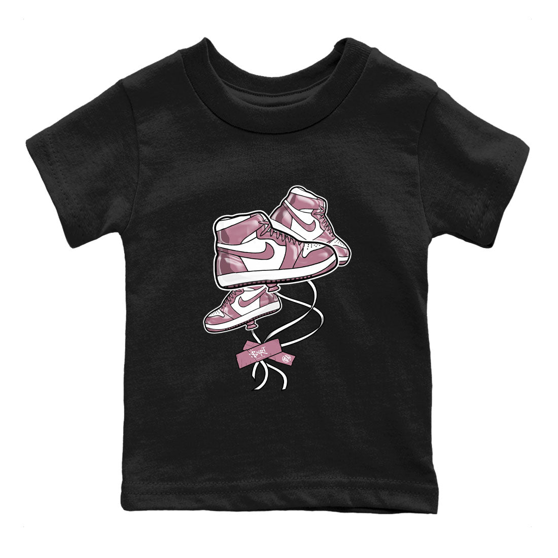 Air Jordan 1 Mauve shirt to match jordans Sneaker Balloon sneaker tees AJ1 Mauve SNRT Sneaker Tees Sneaker Matching Clothing Brand Baby Toddler Black 2 T-Shirt