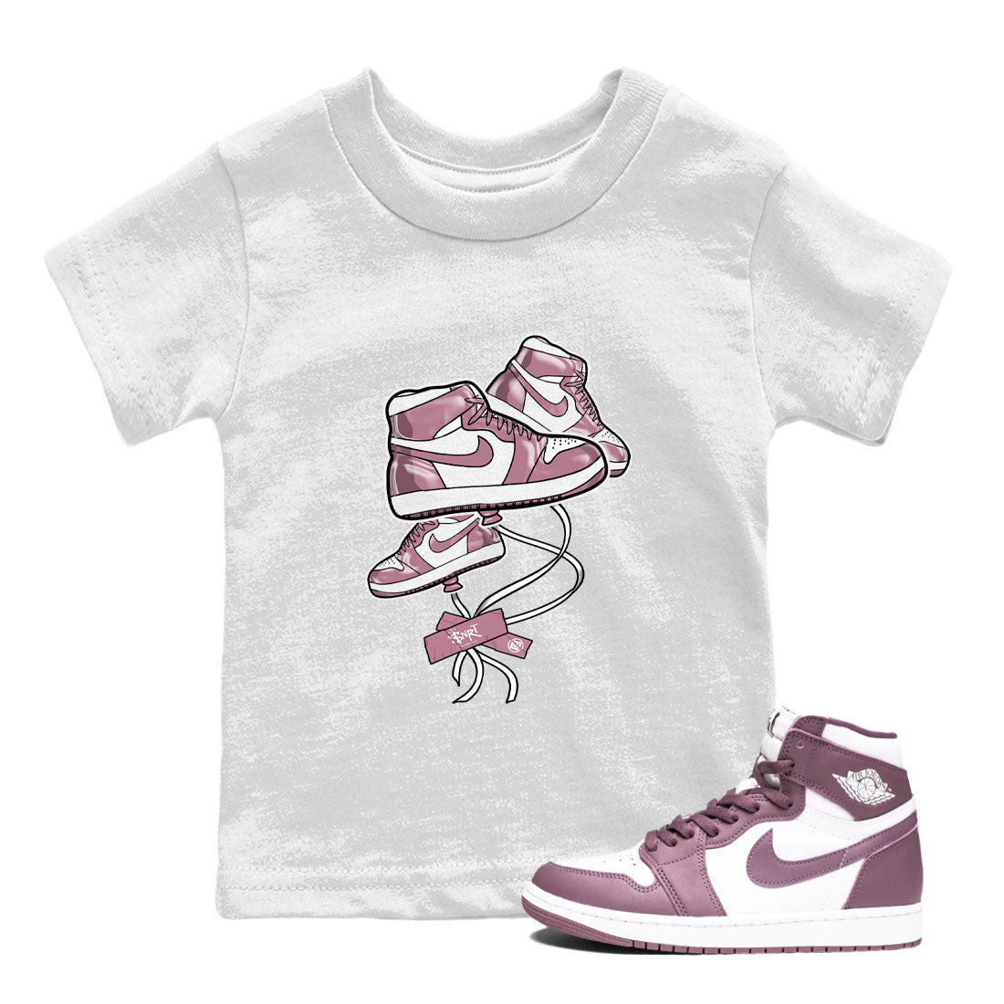 Air Jordan 1 Mauve shirt to match jordans Sneaker Balloon sneaker tees AJ1 Mauve SNRT Sneaker Tees Sneaker Matching Clothing Brand Baby Toddler White 1 T-Shirt