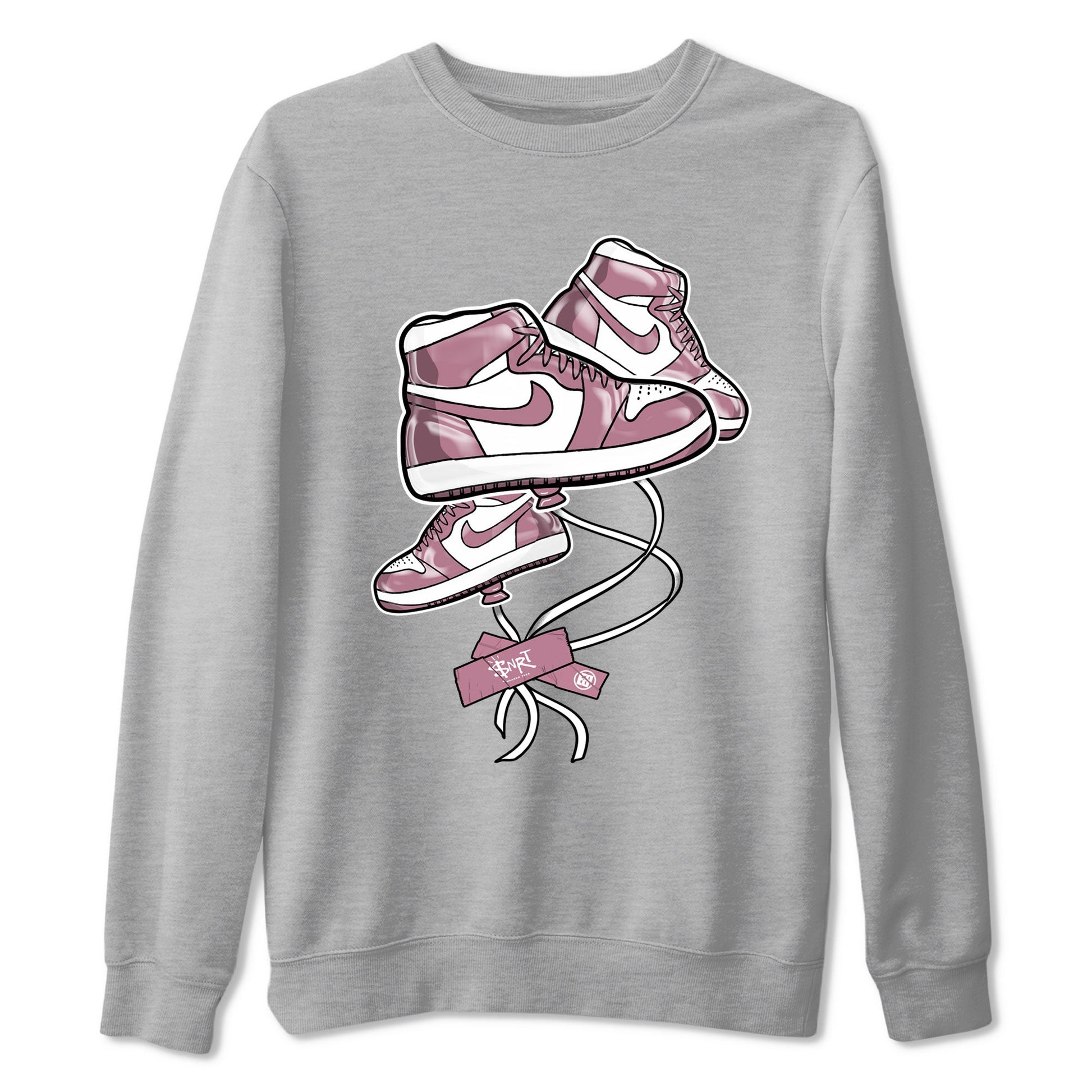Air Jordan 1 Mauve shirt to match jordans Sneaker Balloon sneaker tees AJ1 Mauve SNRT Sneaker Tees Sneaker Matching Clothing Brand Unisex Sneaker Tee Heather Grey 2 T-Shirt