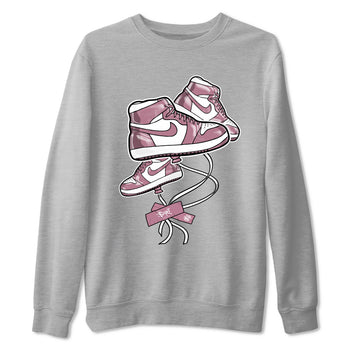 Air Jordan 1 Mauve shirt to match jordans Sneaker Balloon sneaker tees AJ1 Mauve SNRT Sneaker Tees Sneaker Matching Clothing Brand Unisex Sneaker Tee Heather Grey 2 T-Shirt