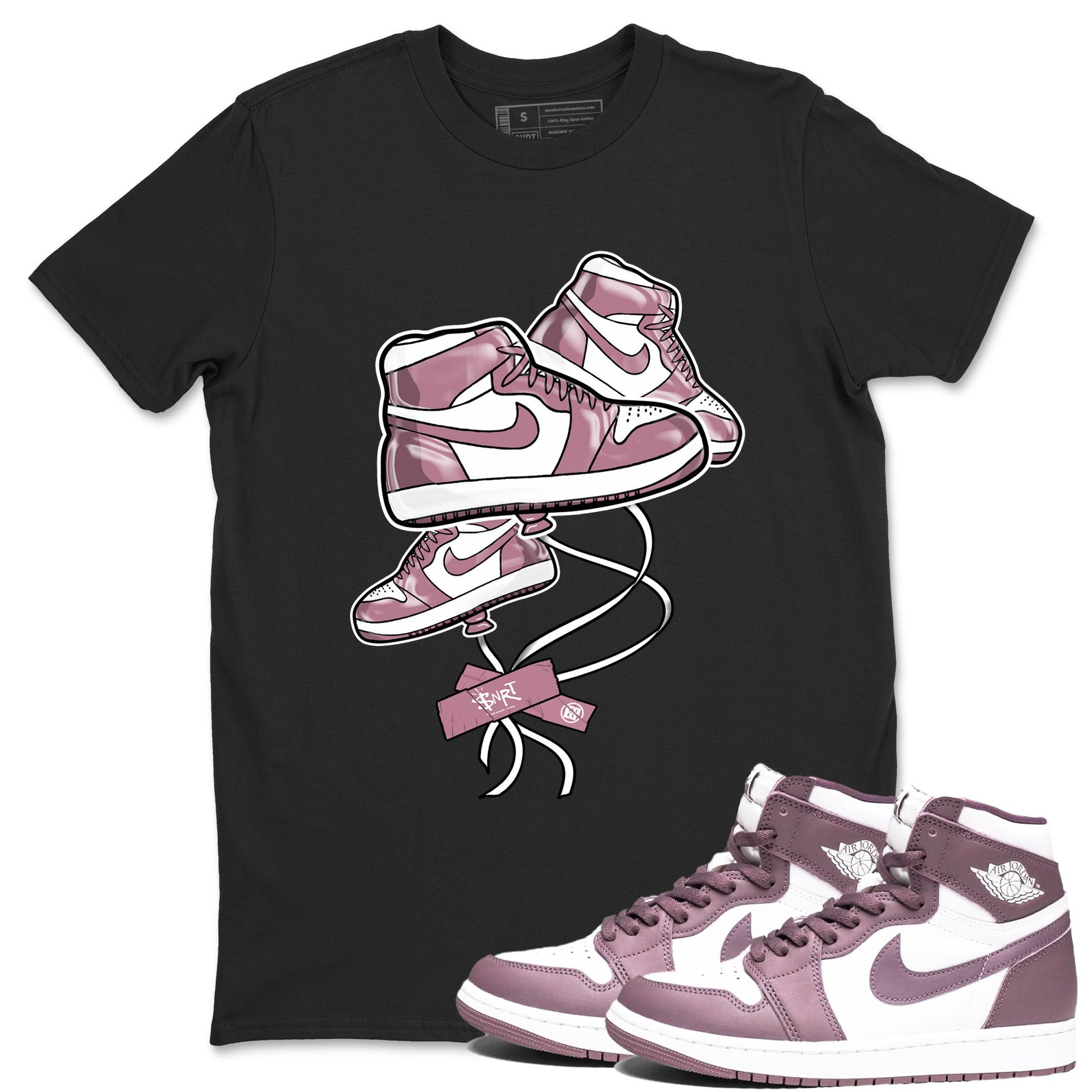 Air Jordan 1 Mauve shirt to match jordans Sneaker Balloon sneaker tees AJ1 Mauve SNRT Sneaker Tees Sneaker Matching Clothing Brand Unisex Sneaker Tee Black 1 T-Shirt