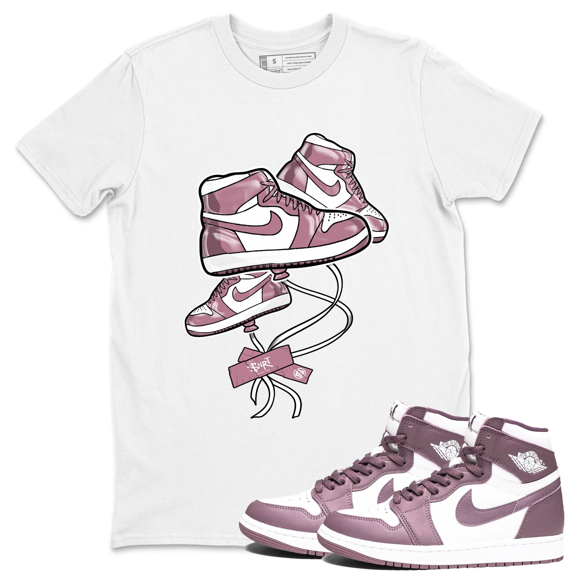 Air Jordan 1 Mauve shirt to match jordans Sneaker Balloon sneaker tees AJ1 Mauve SNRT Sneaker Tees Sneaker Matching Clothing Brand Unisex Sneaker Tee White 1 T-Shirt