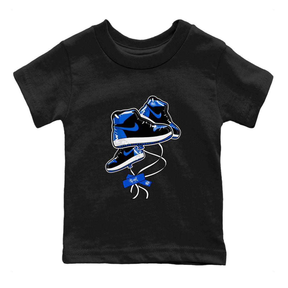 AJ1 Royal Reimagined shirt to match jordans Sneaker Balloon sneaker tees Air Jordan 1 Royal Reimagined SNRT Sneaker Tees Sneaker Matching Clothing Brand Baby Toddler Black 2 T-Shirt