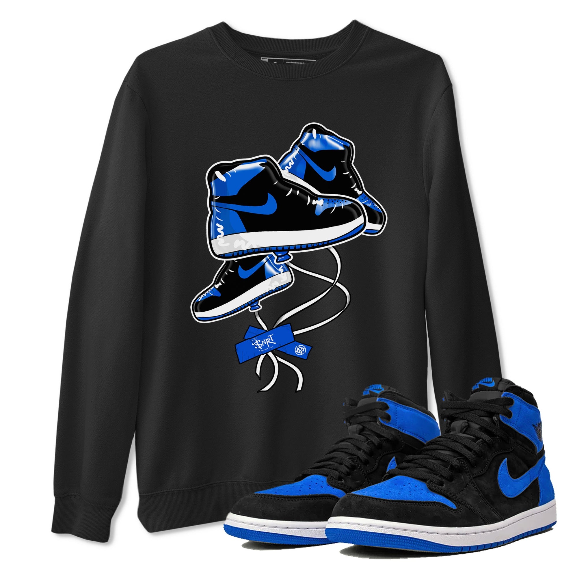 AJ1 Royal Reimagined shirt to match jordans Sneaker Balloon sneaker tees Air Jordan 1 Royal Reimagined SNRT Sneaker Tees Sneaker Matching Clothing Brand Unisex Sneaker Tee Black 1 T-Shirt