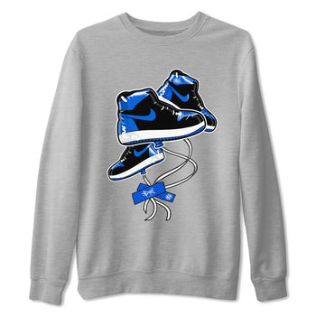AJ1 Royal Reimagined shirt to match jordans Sneaker Balloon sneaker tees Air Jordan 1 Royal Reimagined SNRT Sneaker Tees Sneaker Matching Clothing Brand Unisex Sneaker Tee Heather Grey 2 T-Shirt