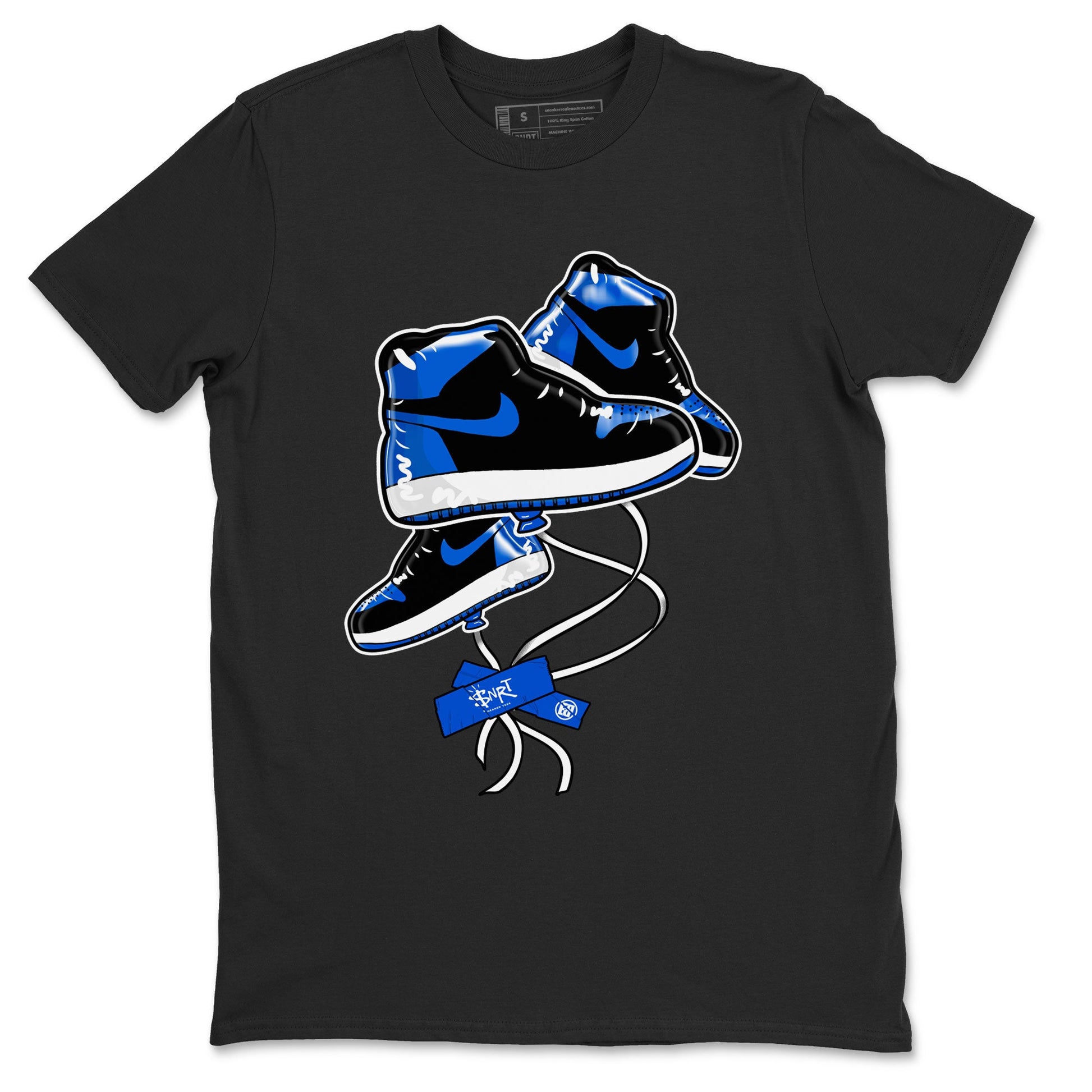 AJ1 Royal Reimagined shirt to match jordans Sneaker Balloon sneaker tees Air Jordan 1 Royal Reimagined SNRT Sneaker Tees Sneaker Matching Clothing Brand Unisex Sneaker Tee Black 2 T-Shirt