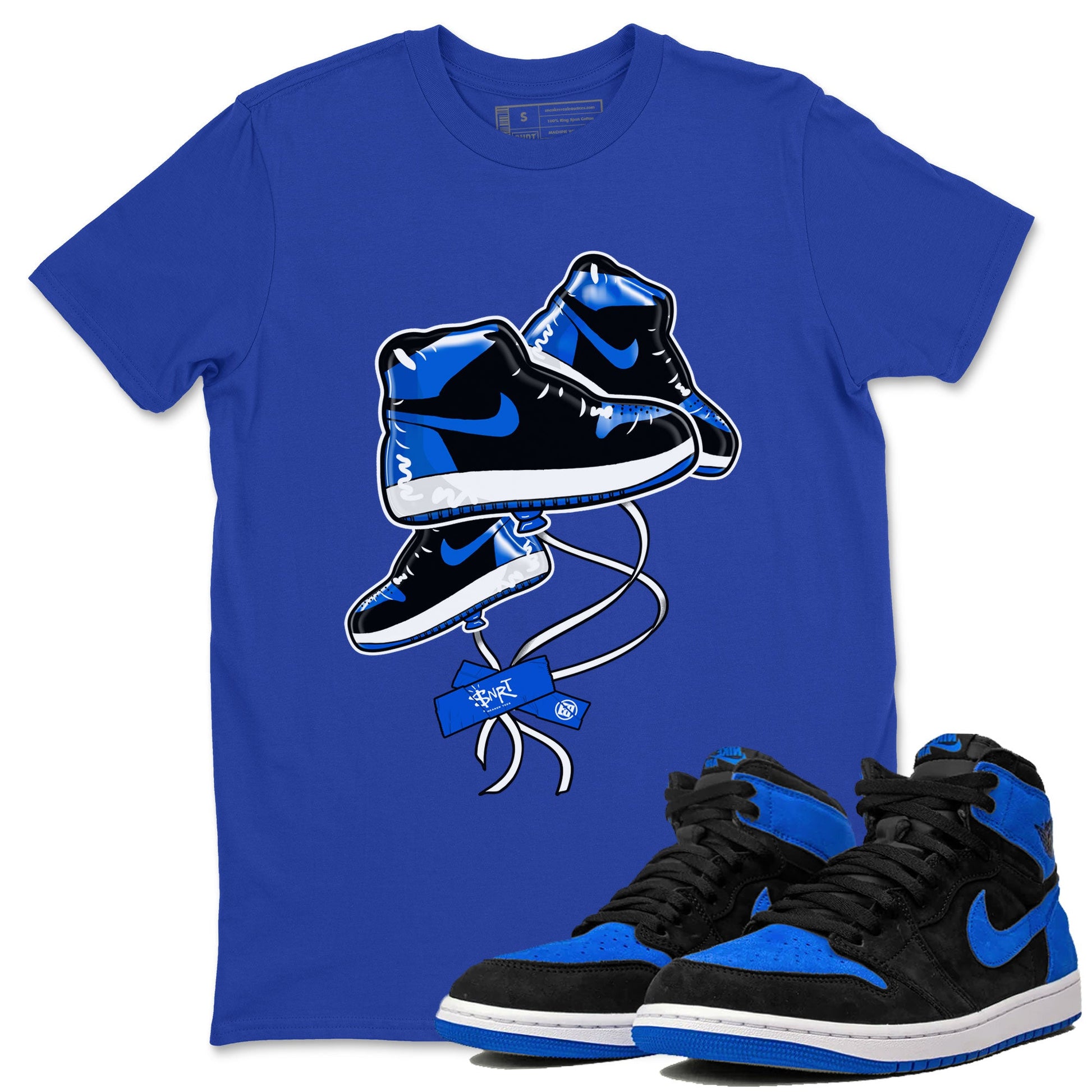 AJ1 Royal Reimagined shirt to match jordans Sneaker Balloon sneaker tees Air Jordan 1 Royal Reimagined SNRT Sneaker Tees Sneaker Matching Clothing Brand Unisex Sneaker Tee Royal Blue 1 T-Shirt
