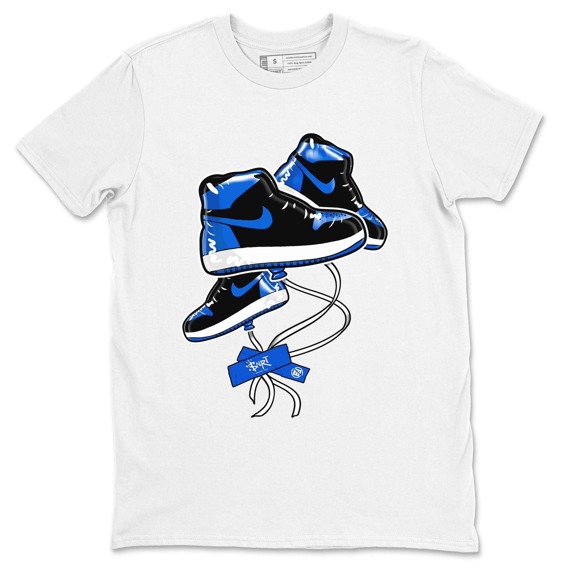 AJ1 Royal Reimagined shirt to match jordans Sneaker Balloon sneaker tees Air Jordan 1 Royal Reimagined SNRT Sneaker Tees Sneaker Matching Clothing Brand Unisex Sneaker Tee White 2 T-Shirt