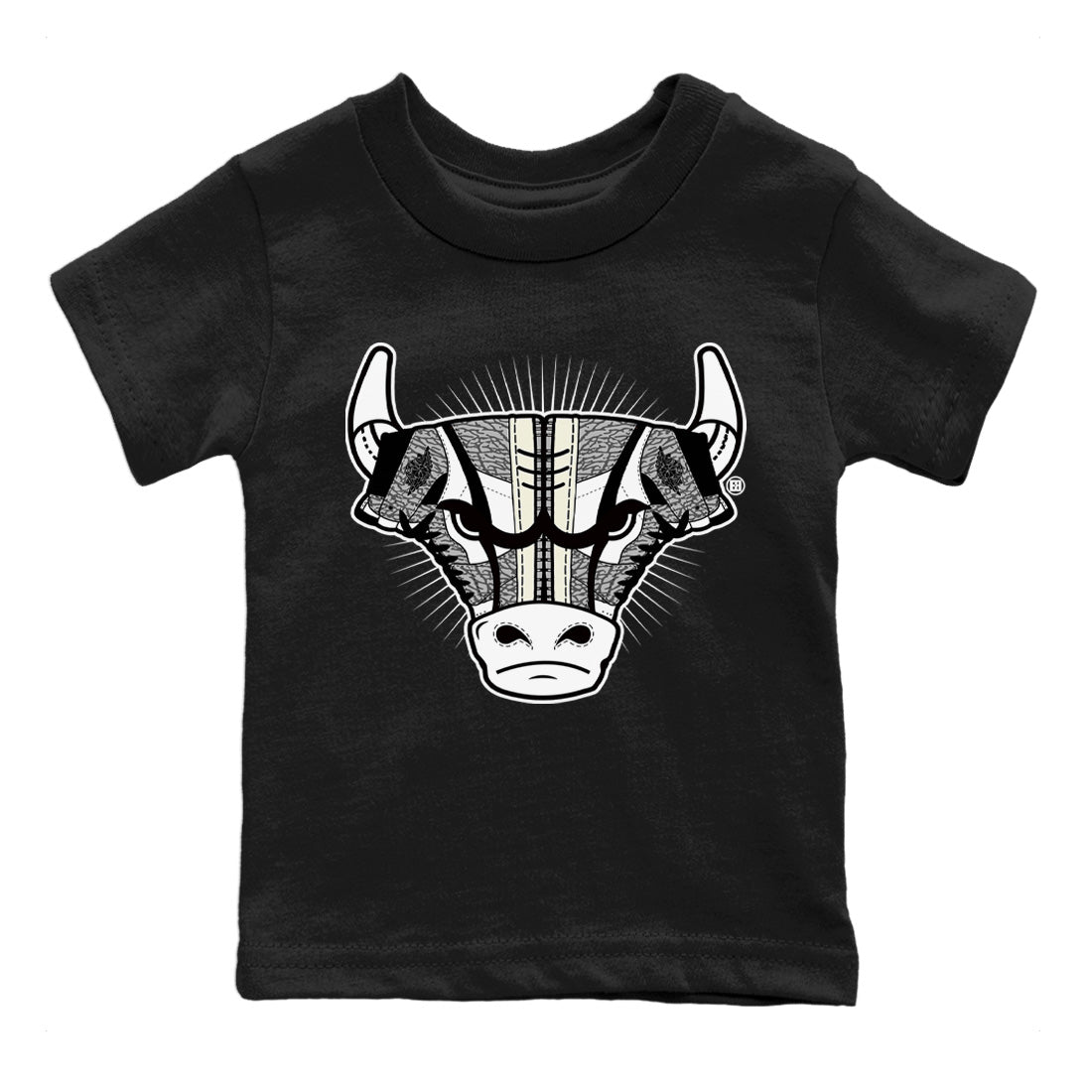 Jordan 1 White Cement Sneaker Match Tees Sneaker Bull Head Sneaker Tees Jordan 1 White Cement Sneaker Release Tees Kids Shirts