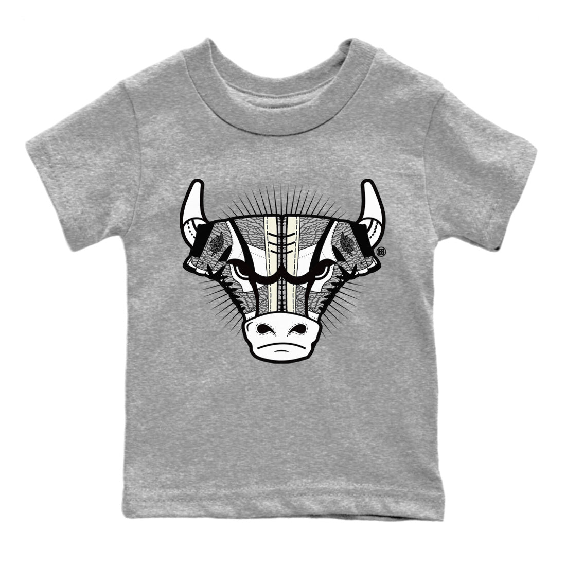 Jordan 1 White Cement Sneaker Match Tees Sneaker Bull Head Sneaker Tees Jordan 1 White Cement Sneaker Release Tees Kids Shirts