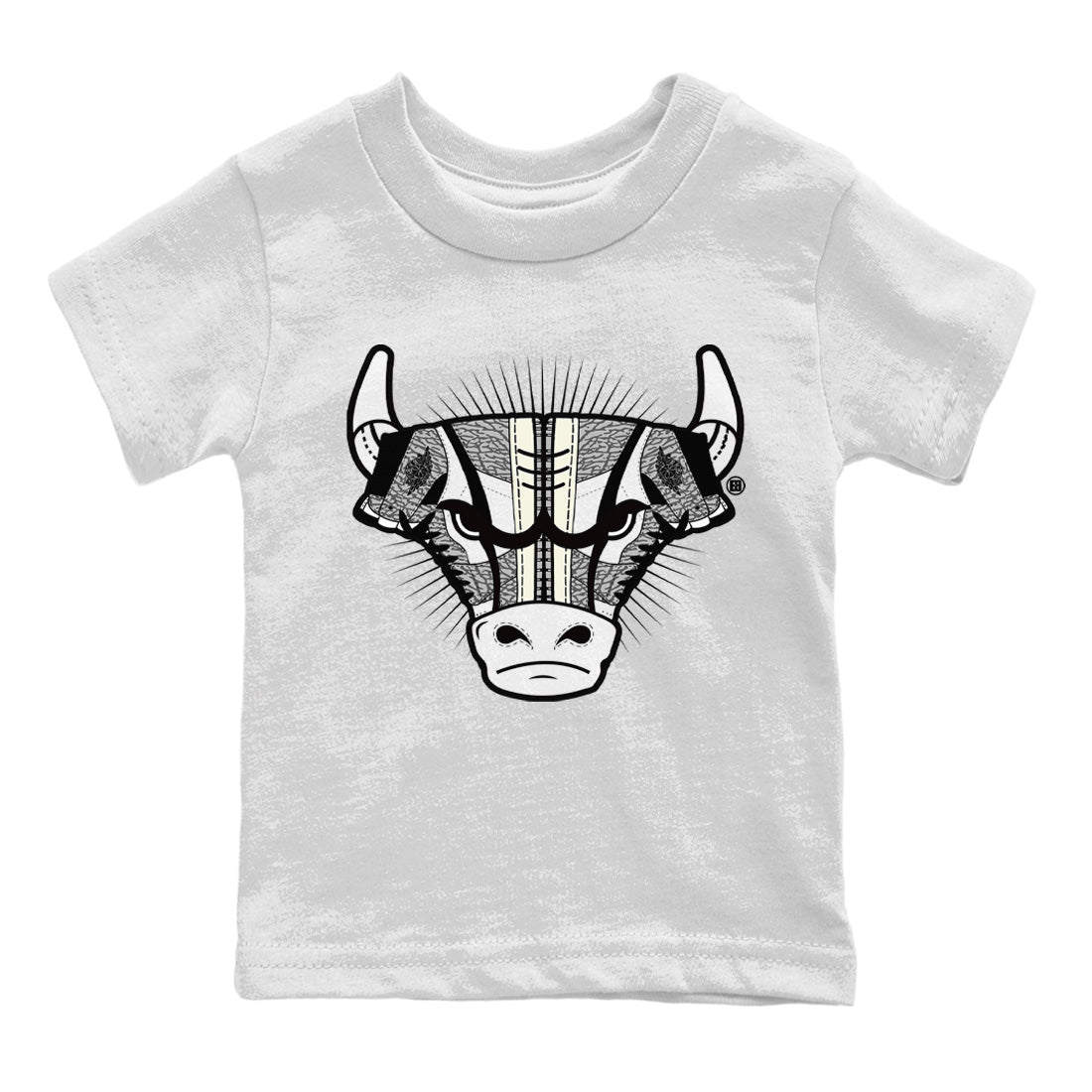 Jordan 1 White Cement Sneaker Match Tees Sneaker Bull Head Sneaker Tees Jordan 1 White Cement Sneaker Release Tees Kids Shirts