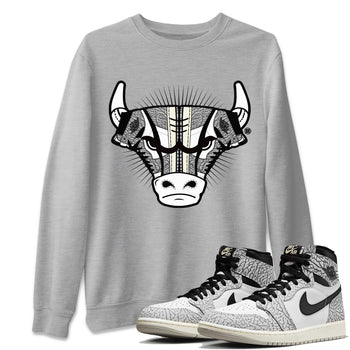 Jordan 1 White Cement Sneaker Match Tees Sneaker Bull Head Sneaker Tees Jordan 1 White Cement Sneaker Release Tees Unisex Shirts