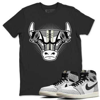 Jordan 1 White Cement Sneaker Match Tees Sneaker Bull Head Sneaker Tees Jordan 1 White Cement Sneaker Release Tees Unisex Shirts
