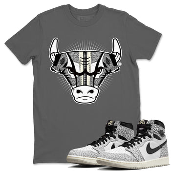 Jordan 1 White Cement Sneaker Match Tees Sneaker Bull Head Sneaker Tees Jordan 1 White Cement Sneaker Release Tees Unisex Shirts