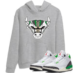 Air Jordan 3 Lucky Green Sneaker Match Tees Sneaker Bull Head Sneaker Tees Jordan 3 Retro Lucky Green Sneaker Release Tees Unisex Shirts Heather Grey 1