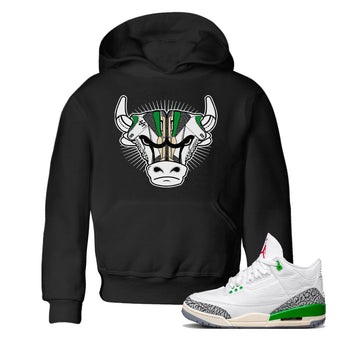 Air Jordan 3 Lucky Green Sneaker Match Tees Sneaker Bull Head Sneaker Tees Jordan 3 Retro Lucky Green Sneaker Release Tees Kids Shirts Black 1
