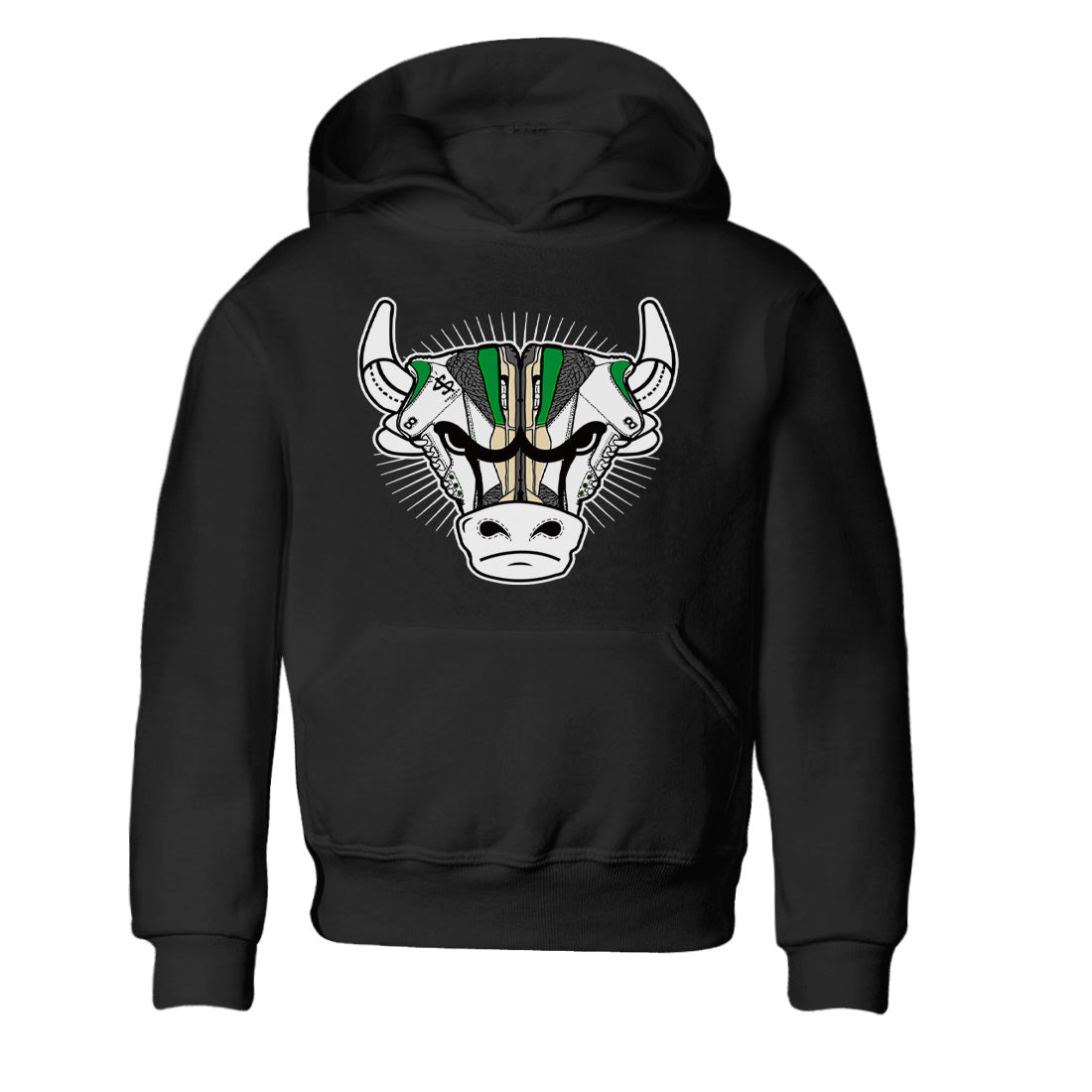 Air Jordan 3 Lucky Green Sneaker Match Tees Sneaker Bull Head Sneaker Tees Jordan 3 Retro Lucky Green Sneaker Release Tees Kids Shirts Black 2