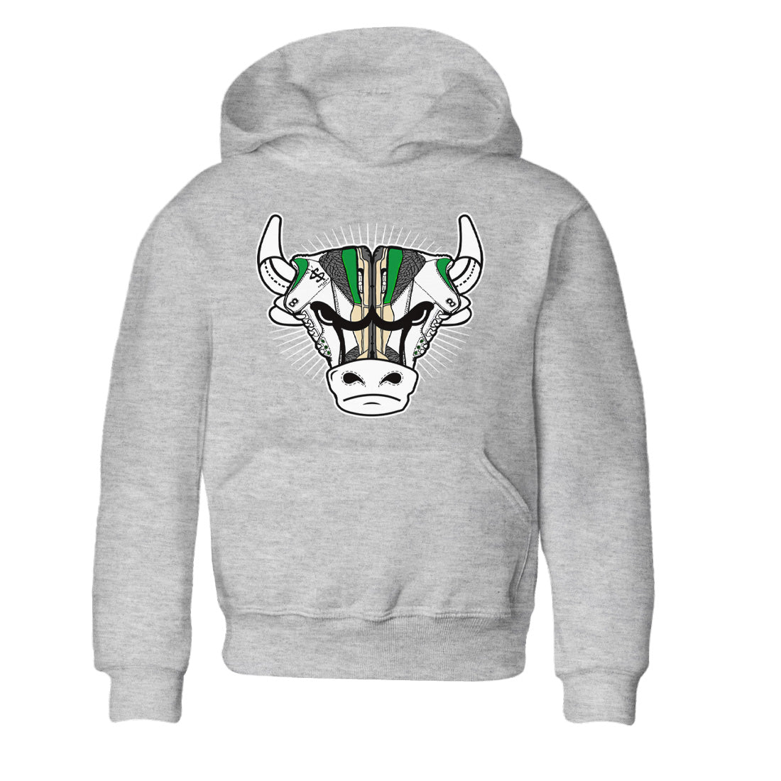 Air Jordan 3 Lucky Green Sneaker Match Tees Sneaker Bull Head Sneaker Tees Jordan 3 Retro Lucky Green Sneaker Release Tees Kids Shirts Heather Grey 2