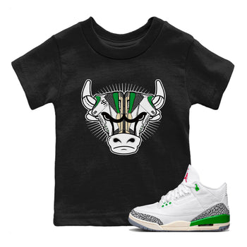 Air Jordan 3 Lucky Green Sneaker Match Tees Sneaker Bull Head Sneaker Tees Jordan 3 Retro Lucky Green Sneaker Release Tees Kids Shirts Black 1