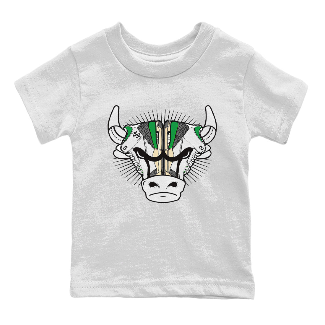 Air Jordan 3 Lucky Green Sneaker Match Tees Sneaker Bull Head Sneaker Tees Jordan 3 Retro Lucky Green Sneaker Release Tees Kids Shirts White 2