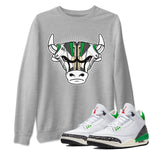 Air Jordan 3 Lucky Green Sneaker Match Tees Sneaker Bull Head Sneaker Tees Jordan 3 Retro Lucky Green Sneaker Release Tees Unisex Shirts Heather Grey 1