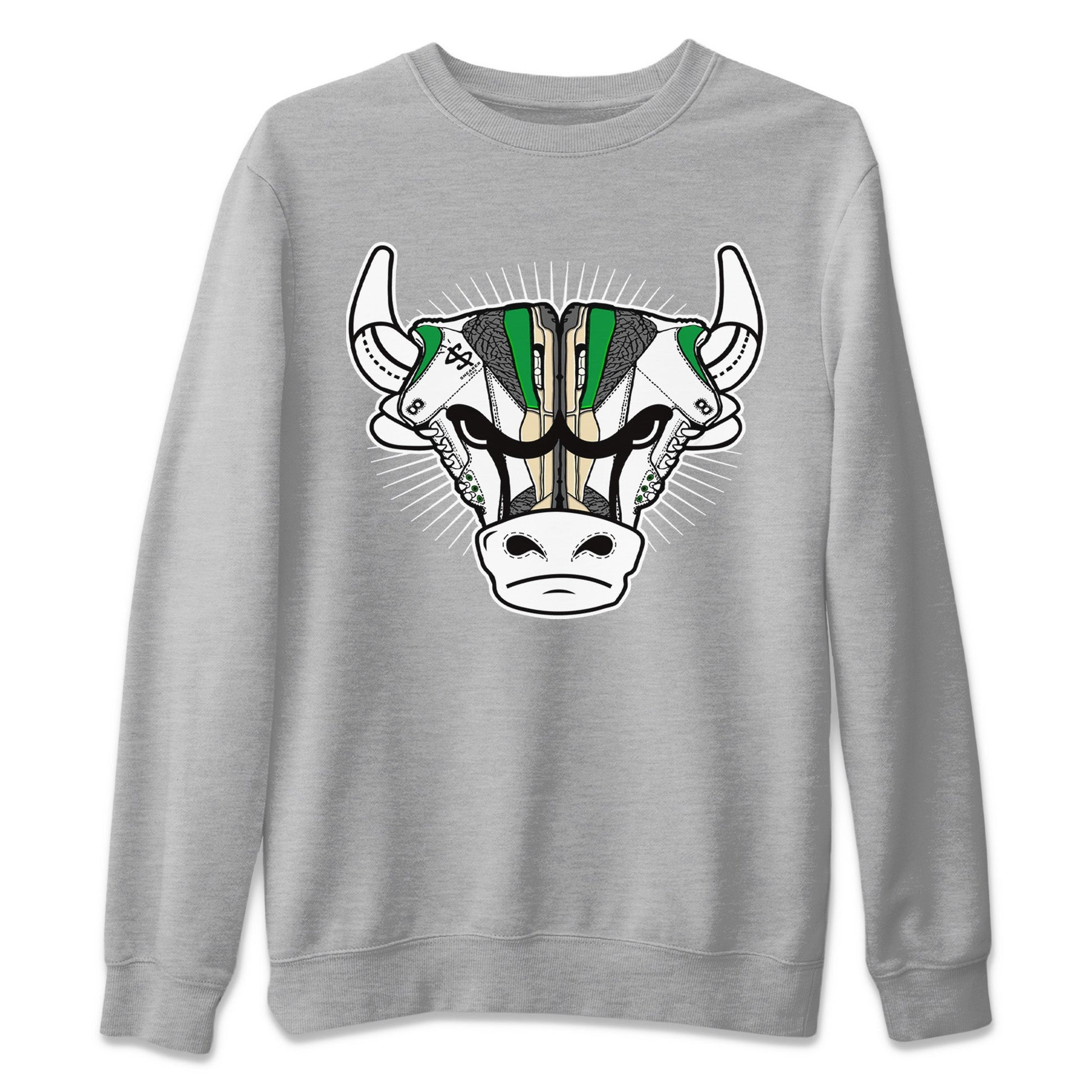 Air Jordan 3 Lucky Green Sneaker Match Tees Sneaker Bull Head Sneaker Tees Jordan 3 Retro Lucky Green Sneaker Release Tees Unisex Shirts Heather Grey 2