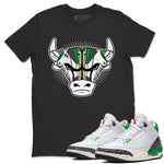 Air Jordan 3 Lucky Green Sneaker Match Tees Sneaker Bull Head Sneaker Tees Jordan 3 Retro Lucky Green Sneaker Release Tees Unisex Shirts Black 1