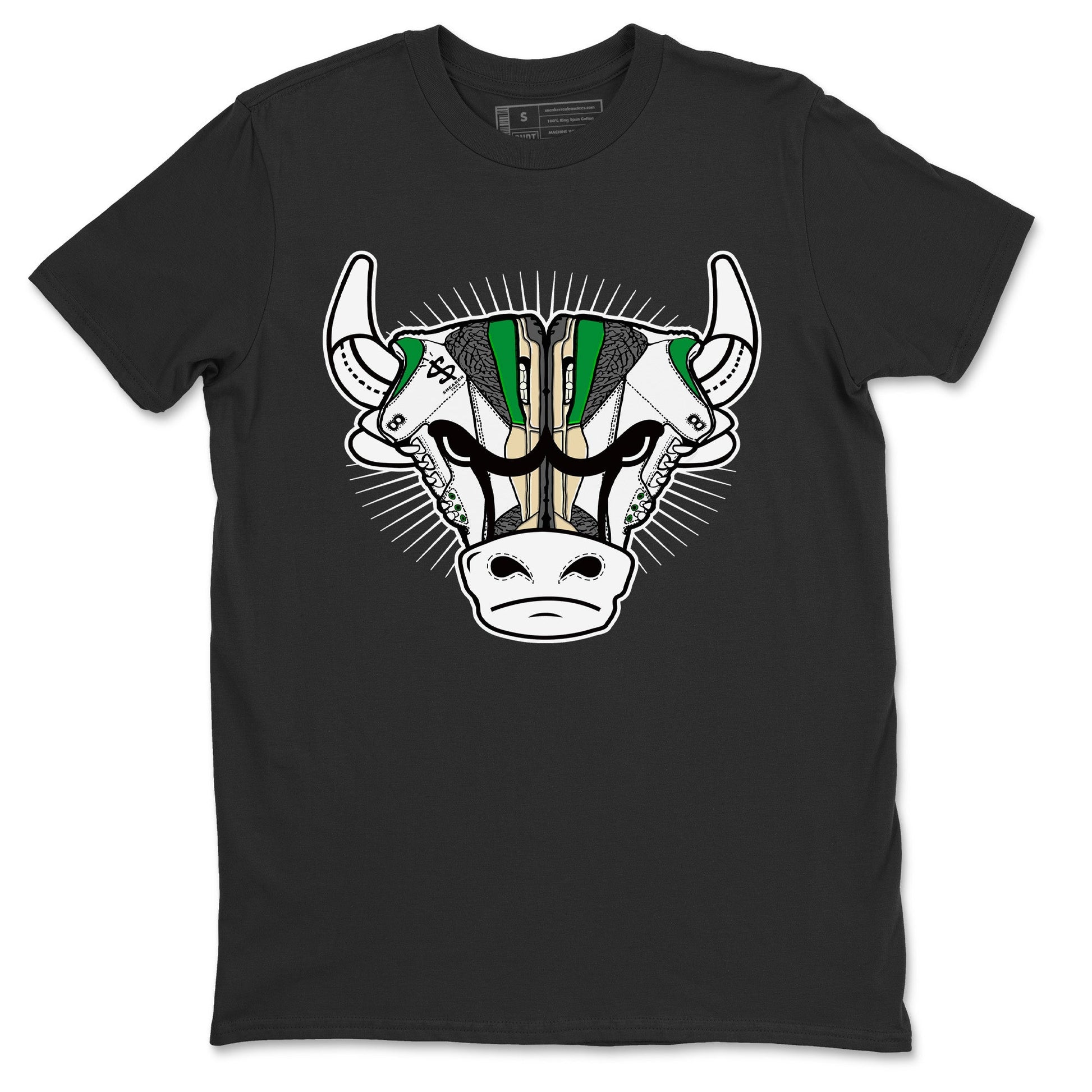 Air Jordan 3 Lucky Green Sneaker Match Tees Sneaker Bull Head Sneaker Tees Jordan 3 Retro Lucky Green Sneaker Release Tees Unisex Shirts Black 2