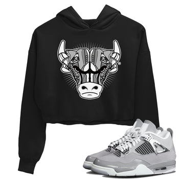Air Jordan 4 Retro Frozen Moments shirt to match jordans Sneaker Bull Head sneaker tees Air Jordan 4 Light Iron Ore SNRT Sneaker Release Tees Black 1 Crop T-Shirt