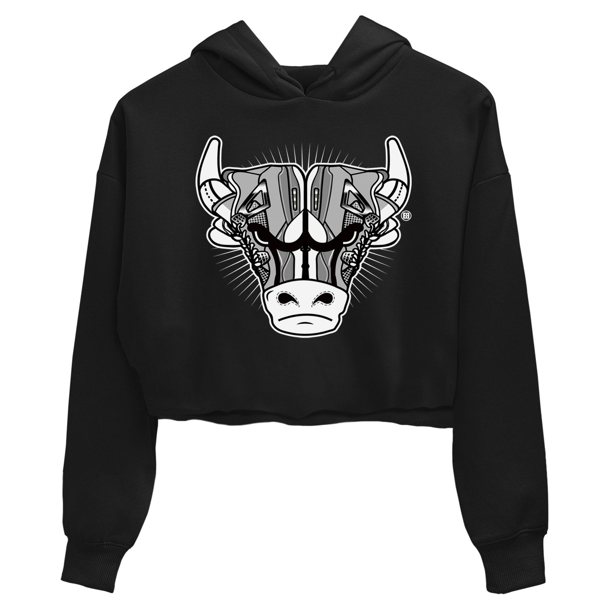 Air Jordan 4 Retro Frozen Moments shirt to match jordans Sneaker Bull Head sneaker tees Air Jordan 4 Light Iron Ore SNRT Sneaker Release Tees Black 2 Crop T-Shirt