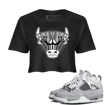 Air Jordan 4 Retro Frozen Moments shirt to match jordans Sneaker Bull Head sneaker tees Air Jordan 4 Light Iron Ore SNRT Sneaker Release Tees Black 1 Crop T-Shirt