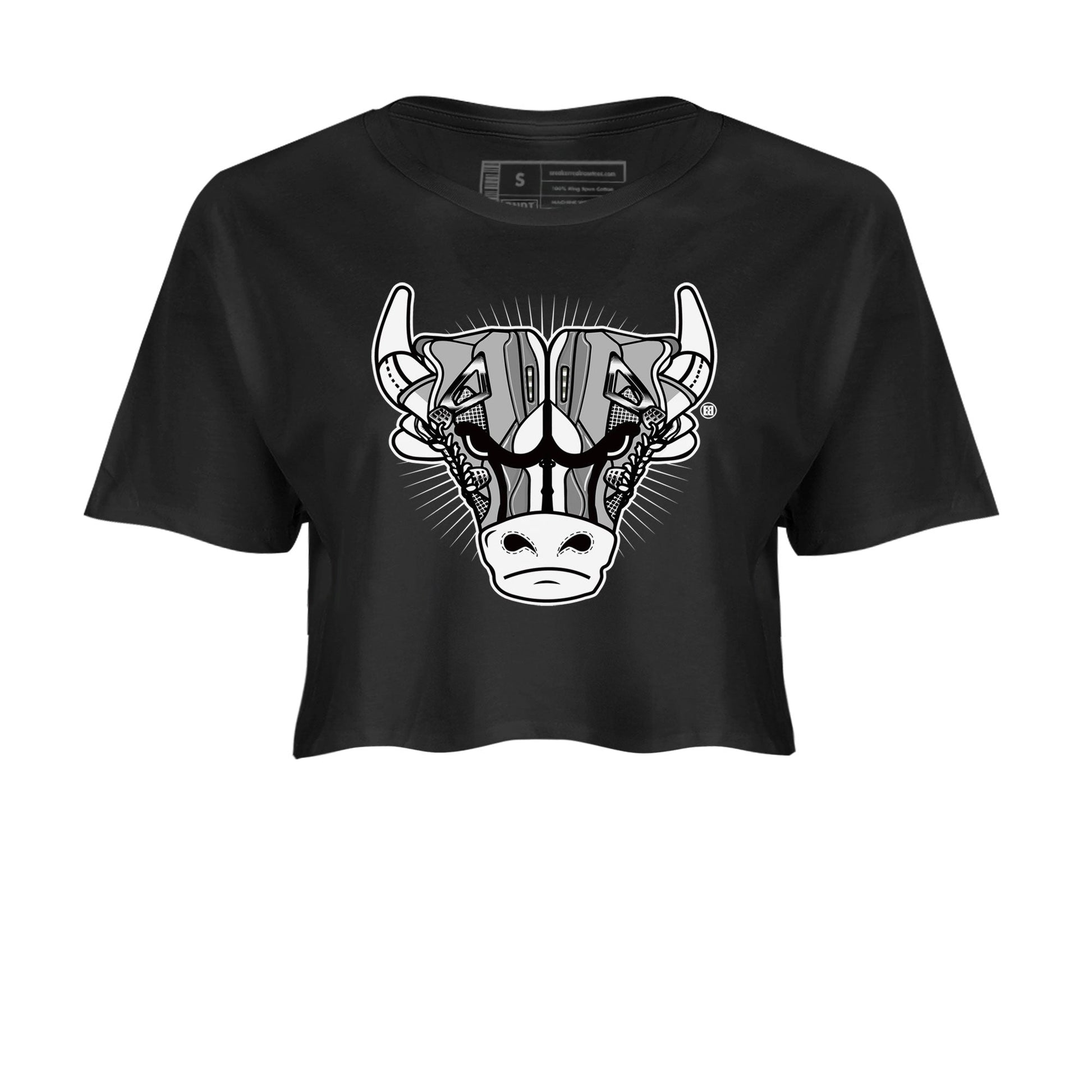 Air Jordan 4 Retro Frozen Moments shirt to match jordans Sneaker Bull Head sneaker tees Air Jordan 4 Light Iron Ore SNRT Sneaker Release Tees Black 2 Crop T-Shirt